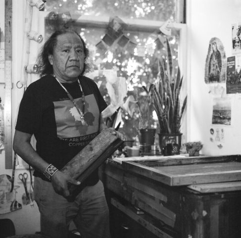 the artist in his studio