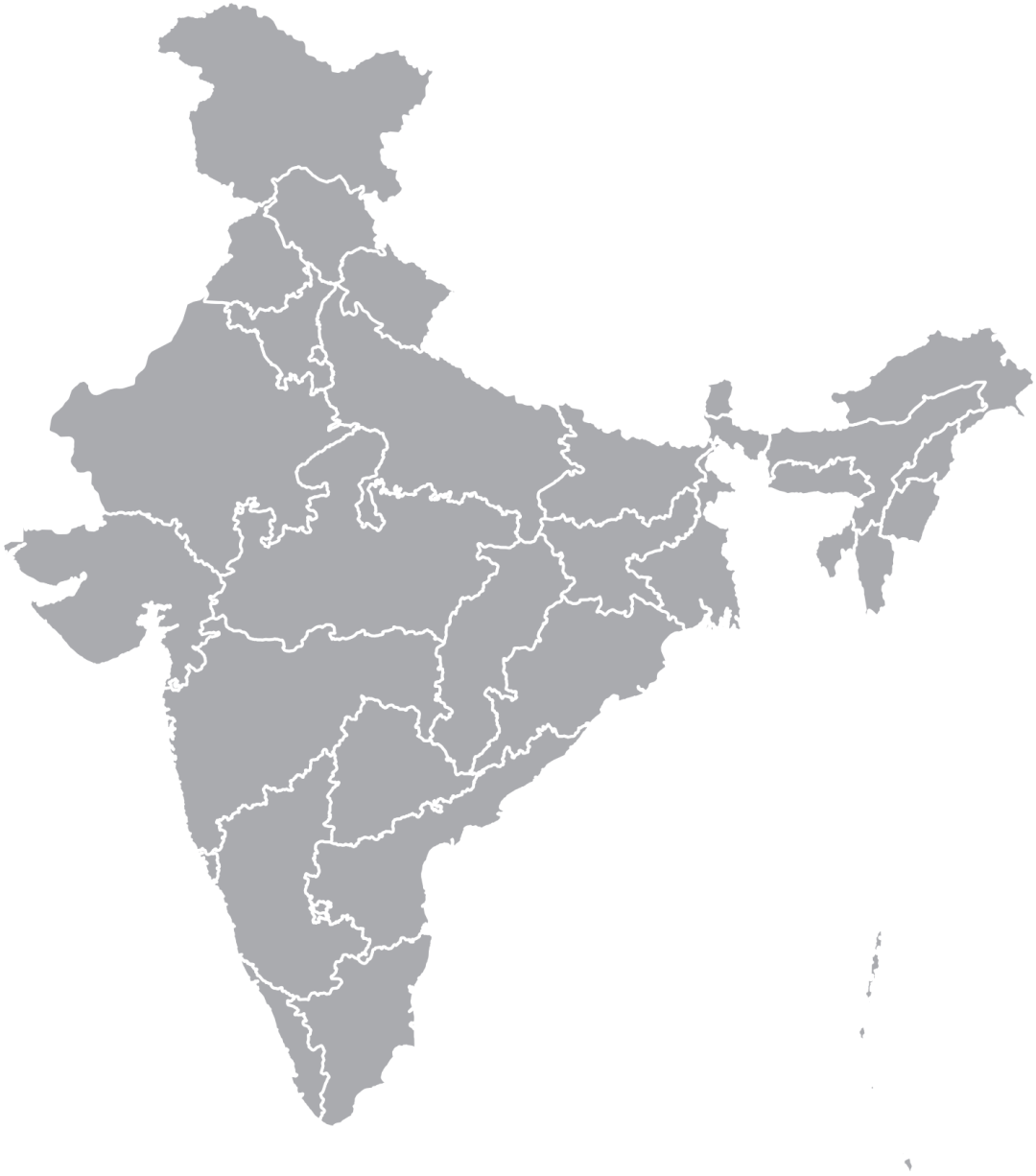 Map of India where coffee beans from Royal Coffee are harvested from.